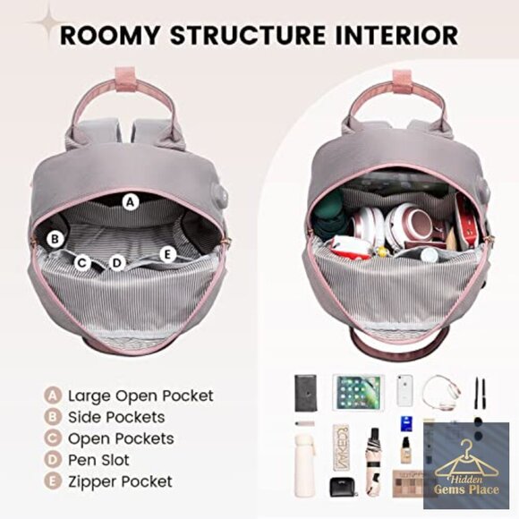 Mini Backpack with USB Port, Waterproof Nylon Daypack for Travel School main image 6